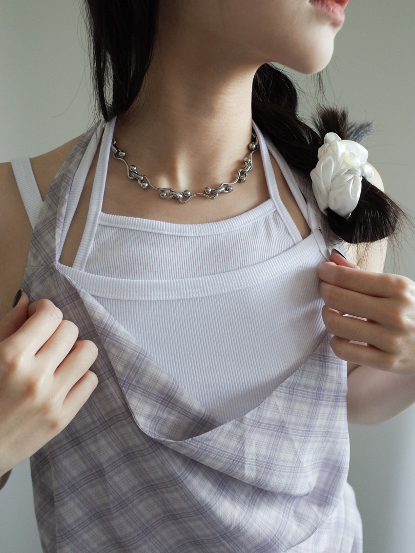 streamlined ball medical-grade steel necklace