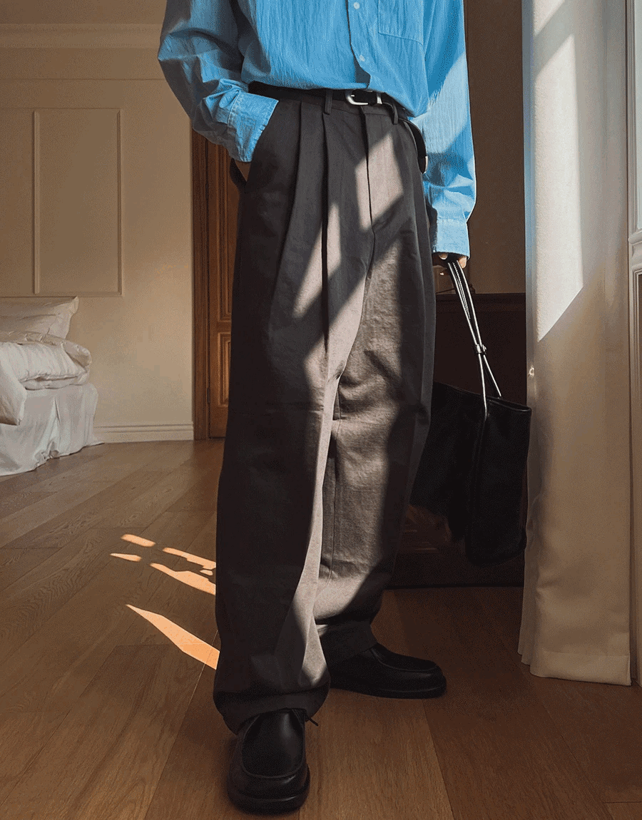 雙褶飛鏢比佐休閒褲