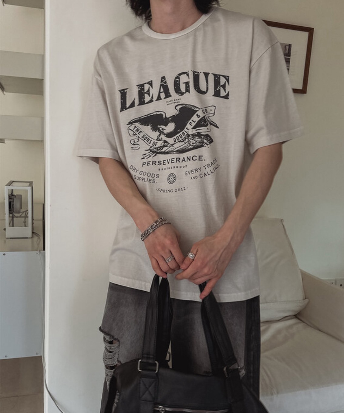 LEAGUE休閒寬鬆短袖上衣