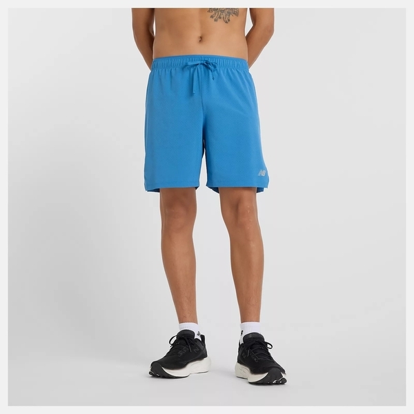 NEW BALANCE 短褲 NB 寶藍 快乾 七吋 內裡 慢跑 男 MS41283BEU