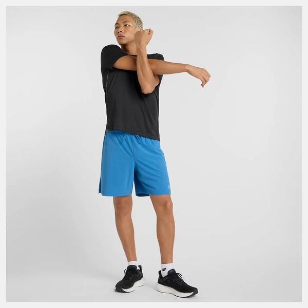 NEW BALANCE 短褲 NB 寶藍 快乾 七吋 內裡 慢跑 男 MS41283BEU
