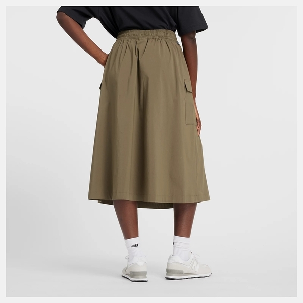 NEW BALANCE 長裙 NB 軍綠 口袋 工裝裙 女 WK43551DMO