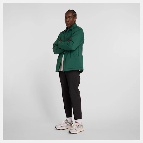 NEW BALANCE 外套 NB 森林綠 鋪棉 教練外套 男 MJ43504NWG