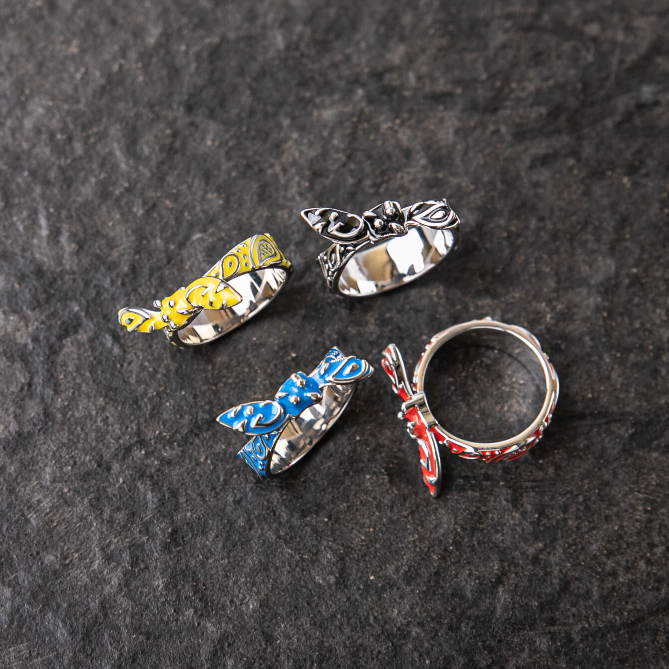 珐瑯腰果花頭巾造型戒指