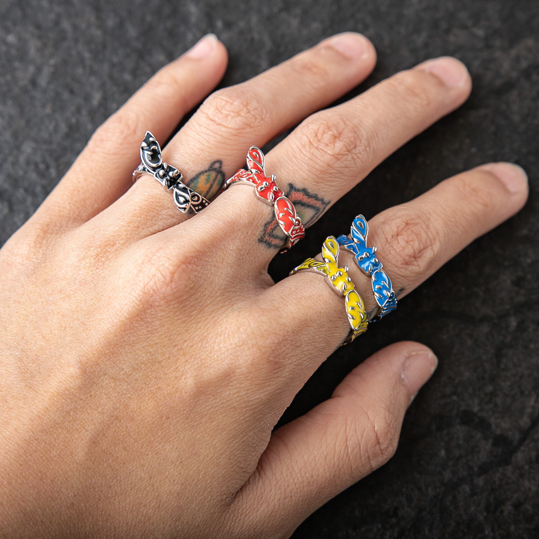 珐瑯腰果花頭巾造型戒指