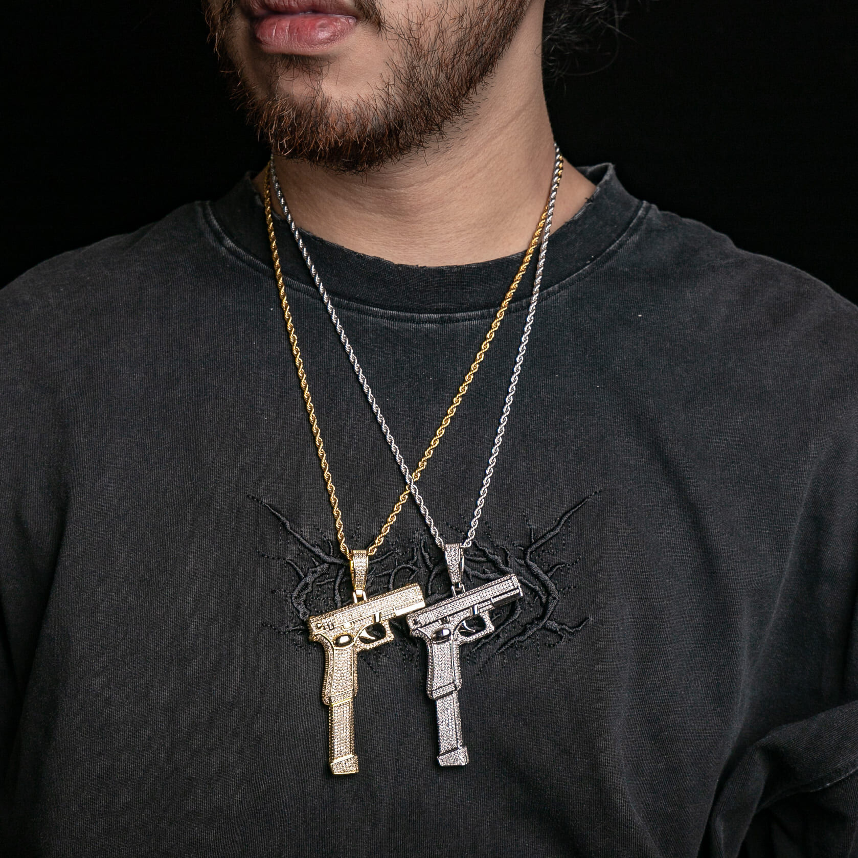 滿鑲克拉克手槍造型墜飾