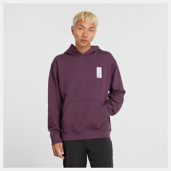 NEW BALANCE 帽T NB 紫色 貼標574 圖案 連帽 上衣 男 MT43555PLN