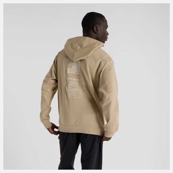 NEW BALANCE 帽T NB 卡其 貼標574 圖案 連帽 上衣 男 MT43555SOT