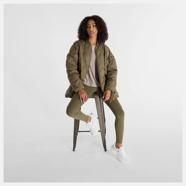 NEW BALANCE 外套 NB 軍綠 鴨絨 保暖 防潑水外套 女 WJ43503DMO