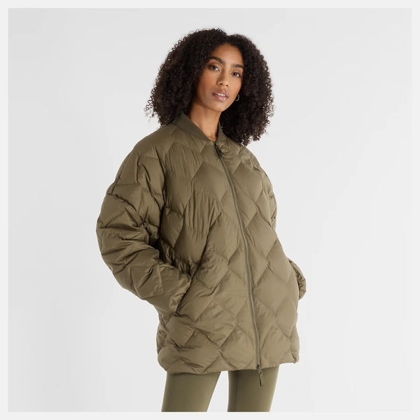 NEW BALANCE 外套 NB 軍綠 鴨絨 保暖 防潑水外套 女 WJ43503DMO