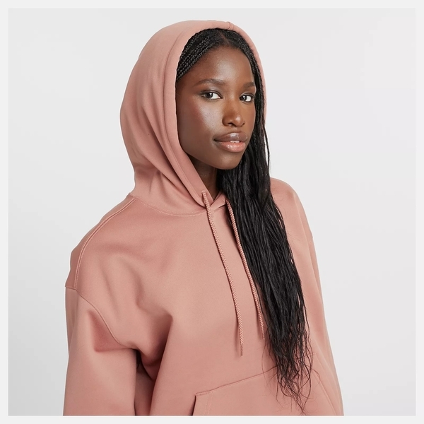 NEW BALANCE 帽T NB 粉橘 LOGO 連帽 上衣 女 WT43115SPW