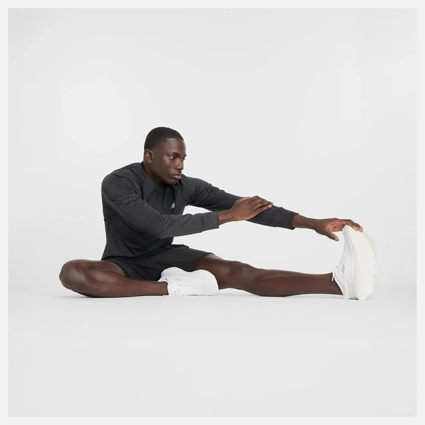 NEW BALANCE 長袖 NB HEAT 黑灰 機能 運動 上衣 男 MT43205BK