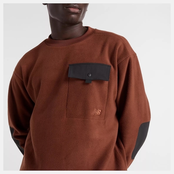 NEW BALANCE 長袖 NB 棕色 毛絨 口袋 休閒 上衣 男 MT43531ROK