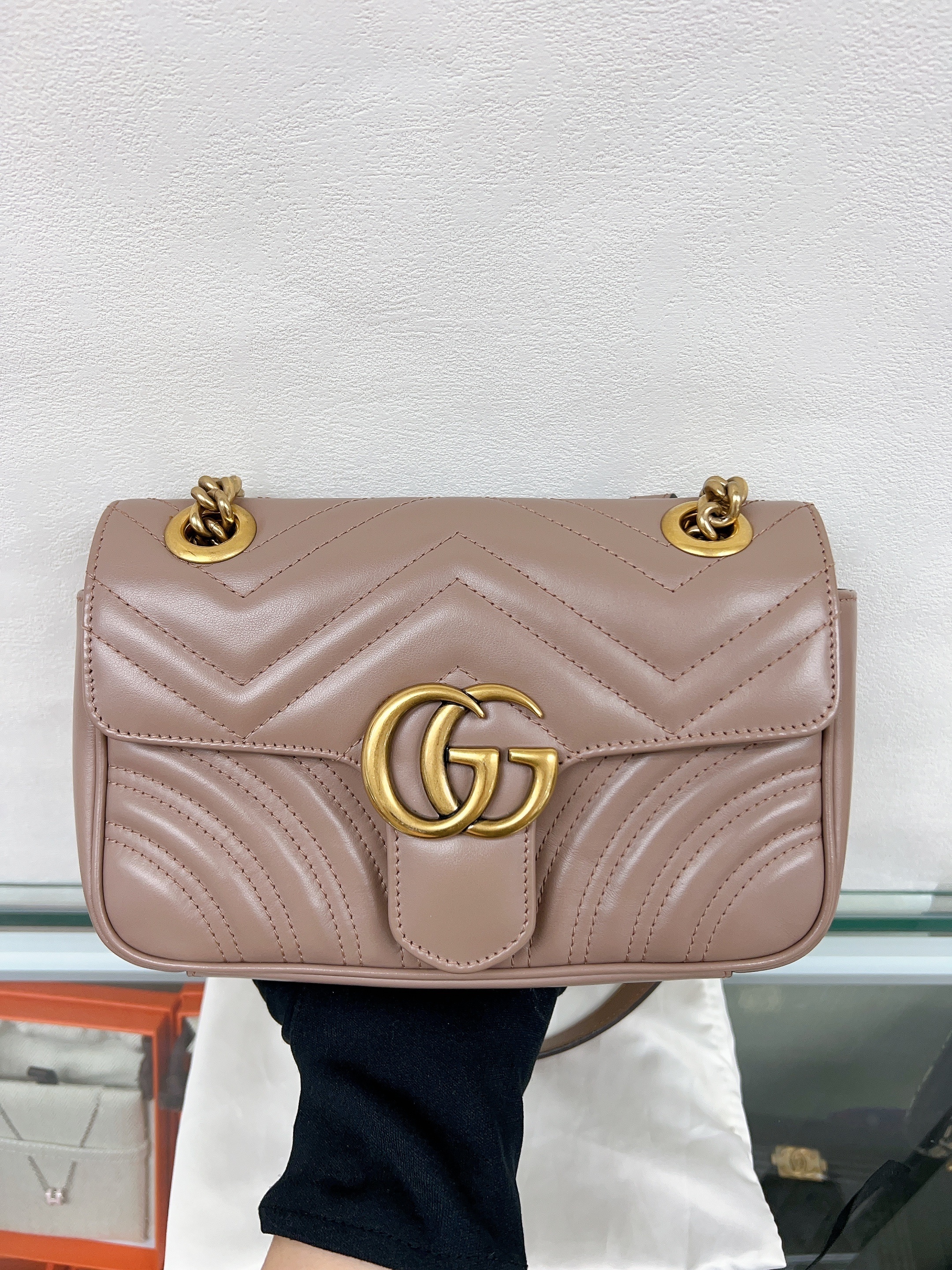 Gucci marmont flap mini dusty pink