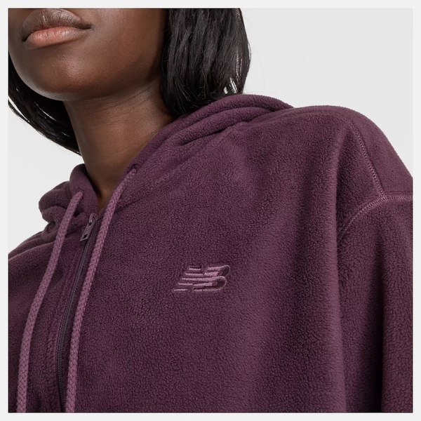 NEW BALANCE 外套 NB 紫 毛絨 連帽外套 女 WJ43526PLN