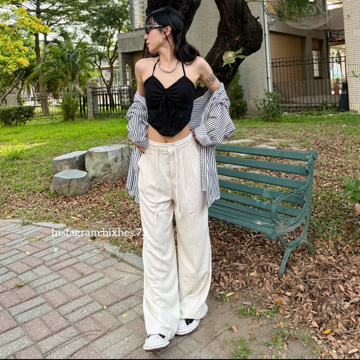 棉麻涼感寬褲(E00126)