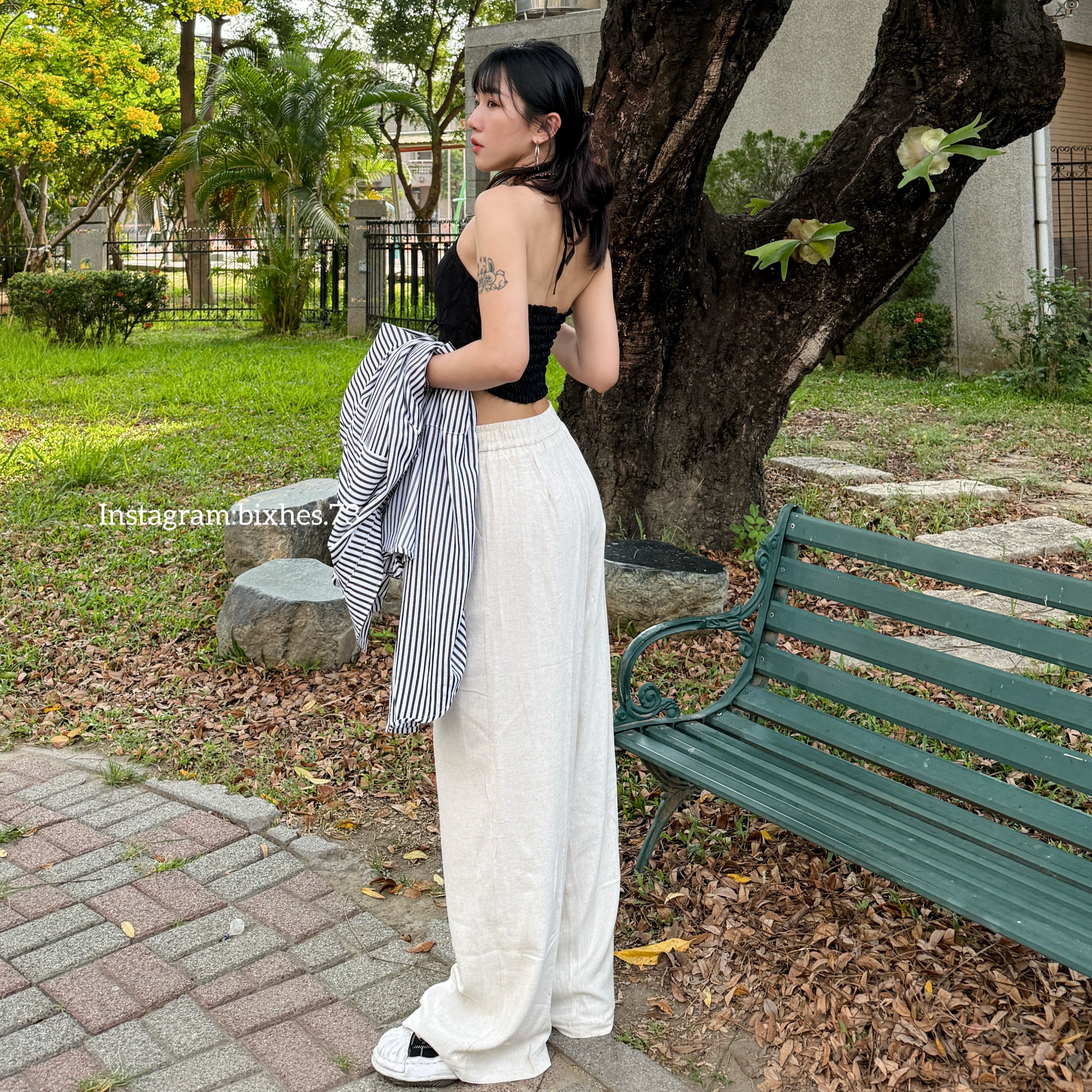 棉麻涼感寬褲(E00126)