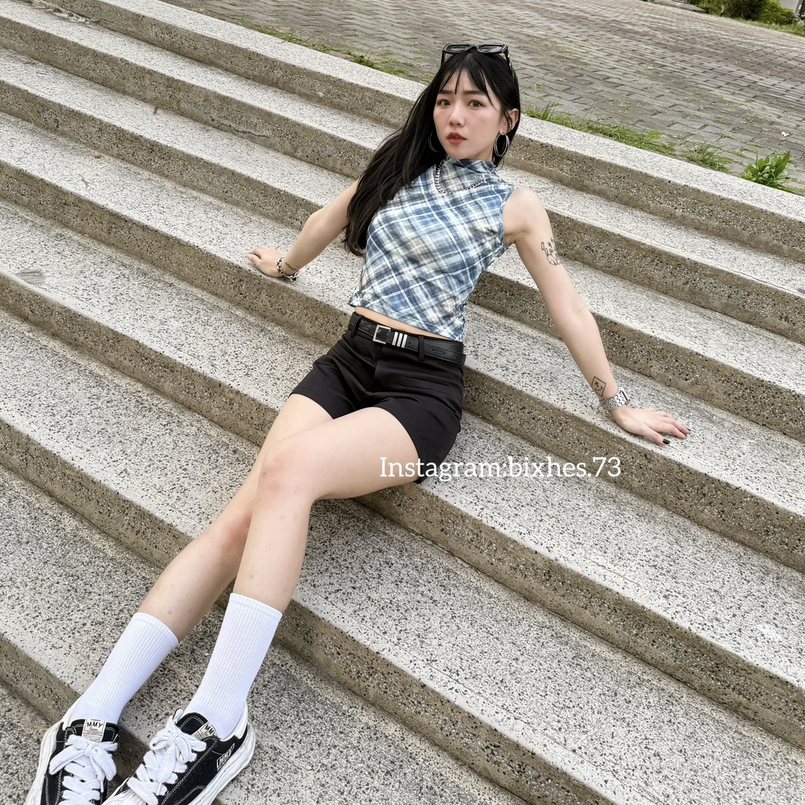 復古格紋背心(C00086)