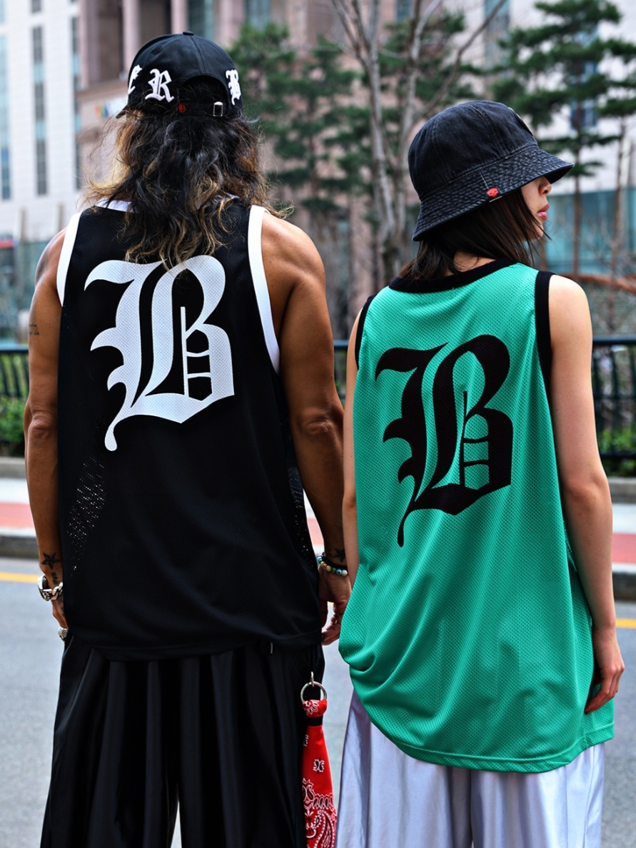 B網眼文字配色背心