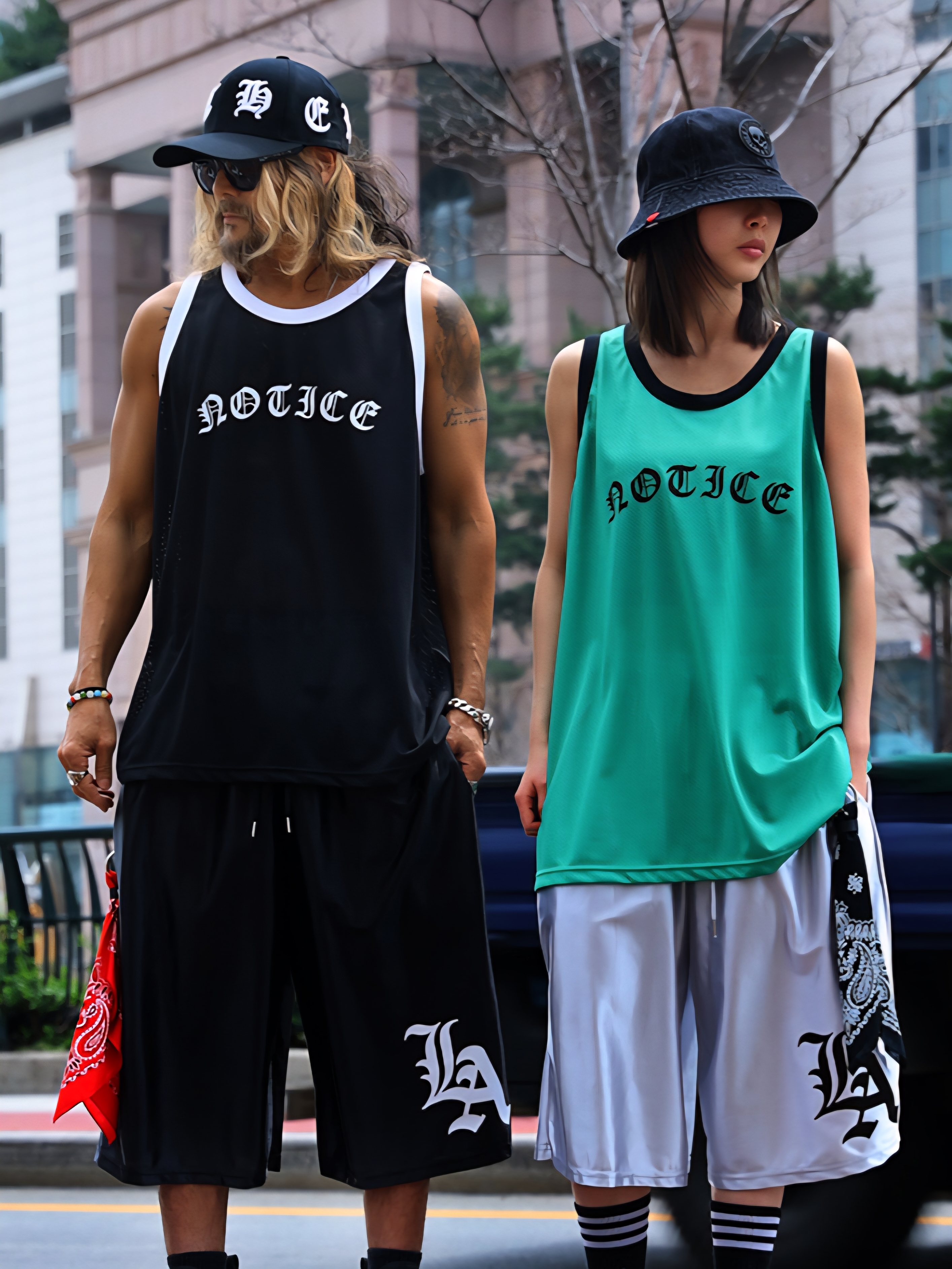 B網眼文字配色背心