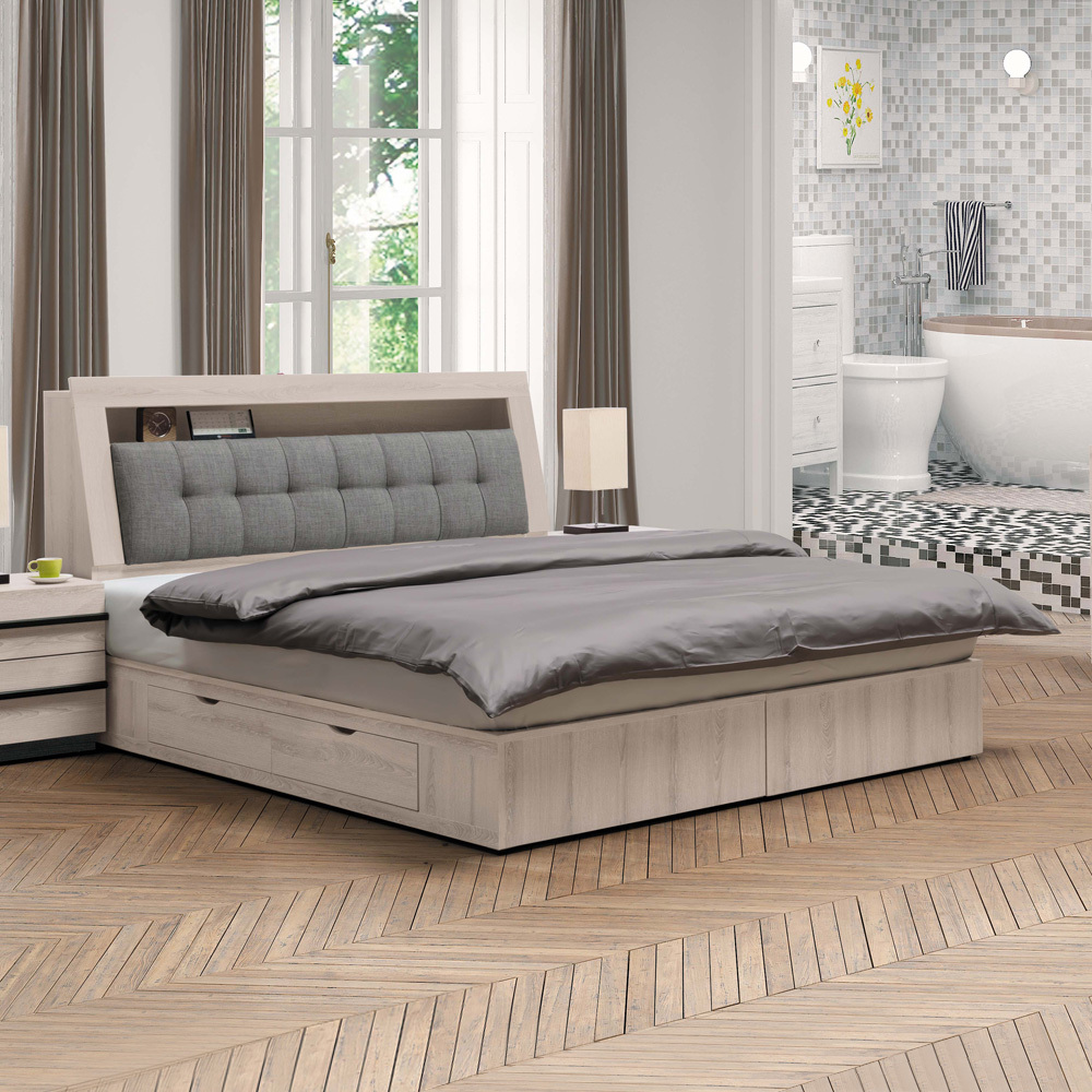 瑪諾6尺雙人加大床組(床頭箱+四抽收納床底)(不含床墊)