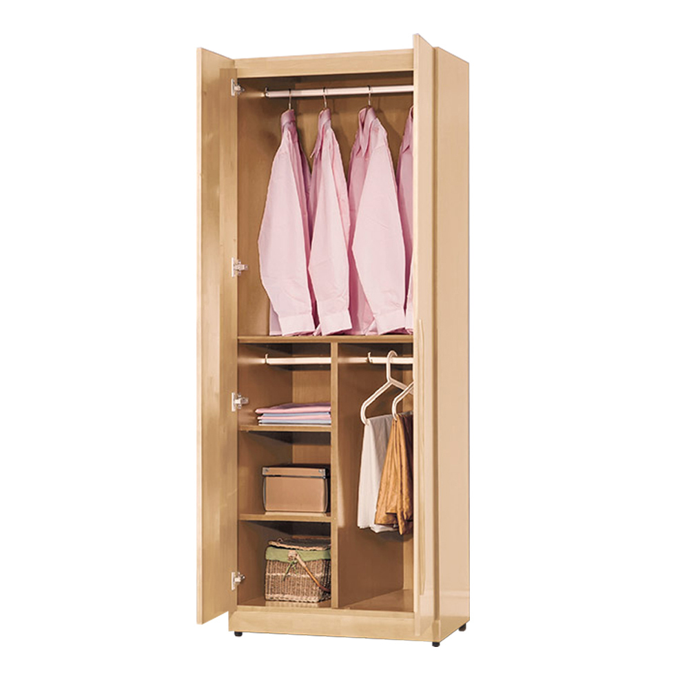 懷特2.5尺北歐風二門衣櫃(三吊桿)