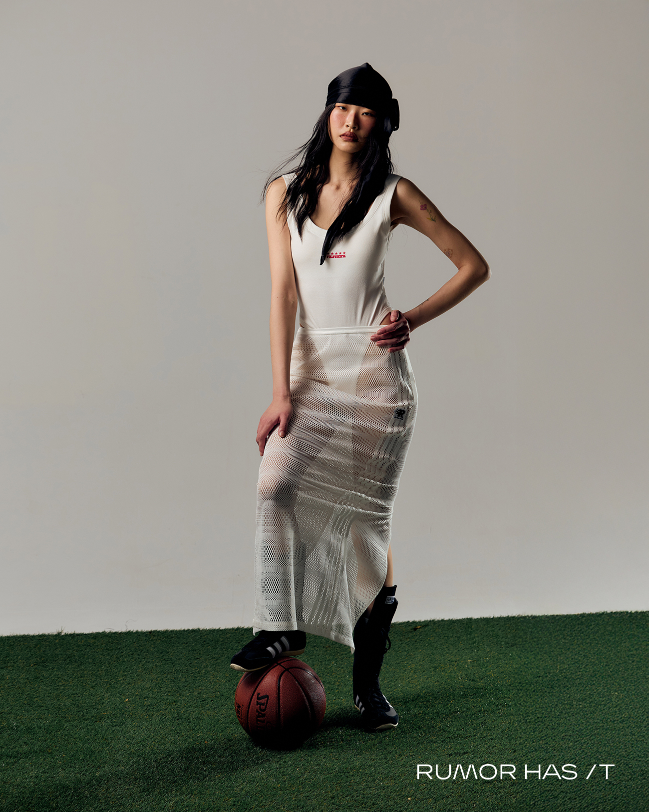 White Mesh Maxi Skirt