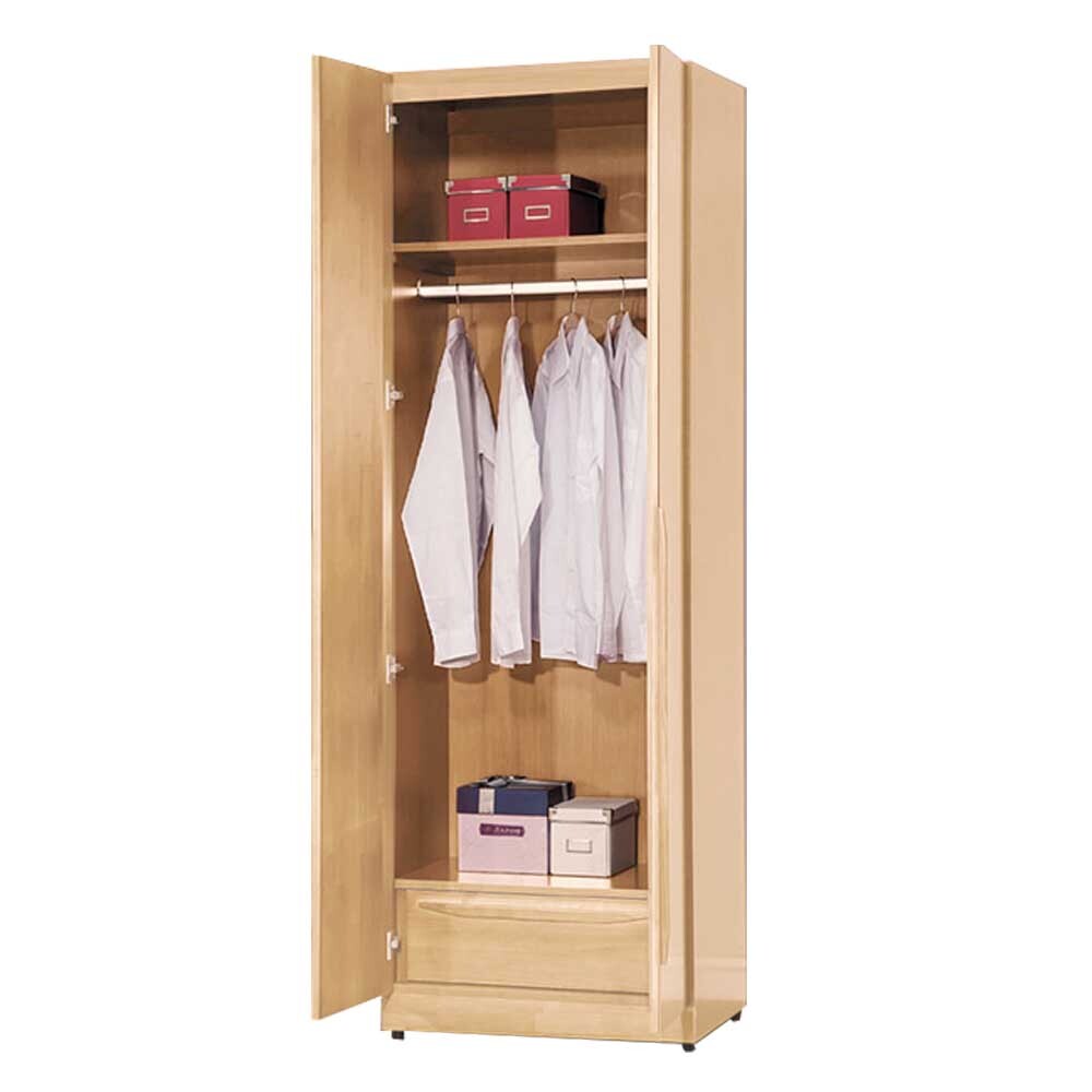 懷特2.5尺北歐風二門衣櫃(單吊桿+抽屜)