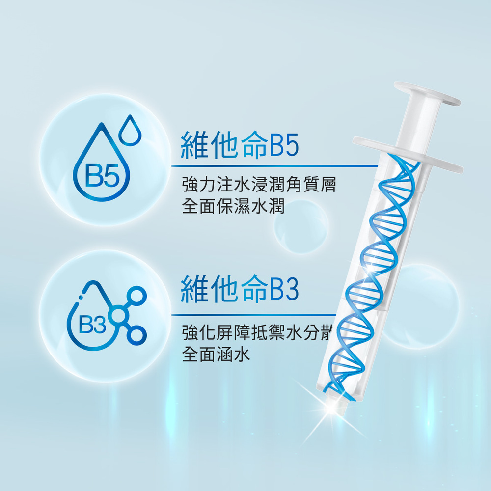 維他命B5_強力注水浸潤角質層全面保濕水潤;維他命B5_強化屏障抵禦水分散全面涵水