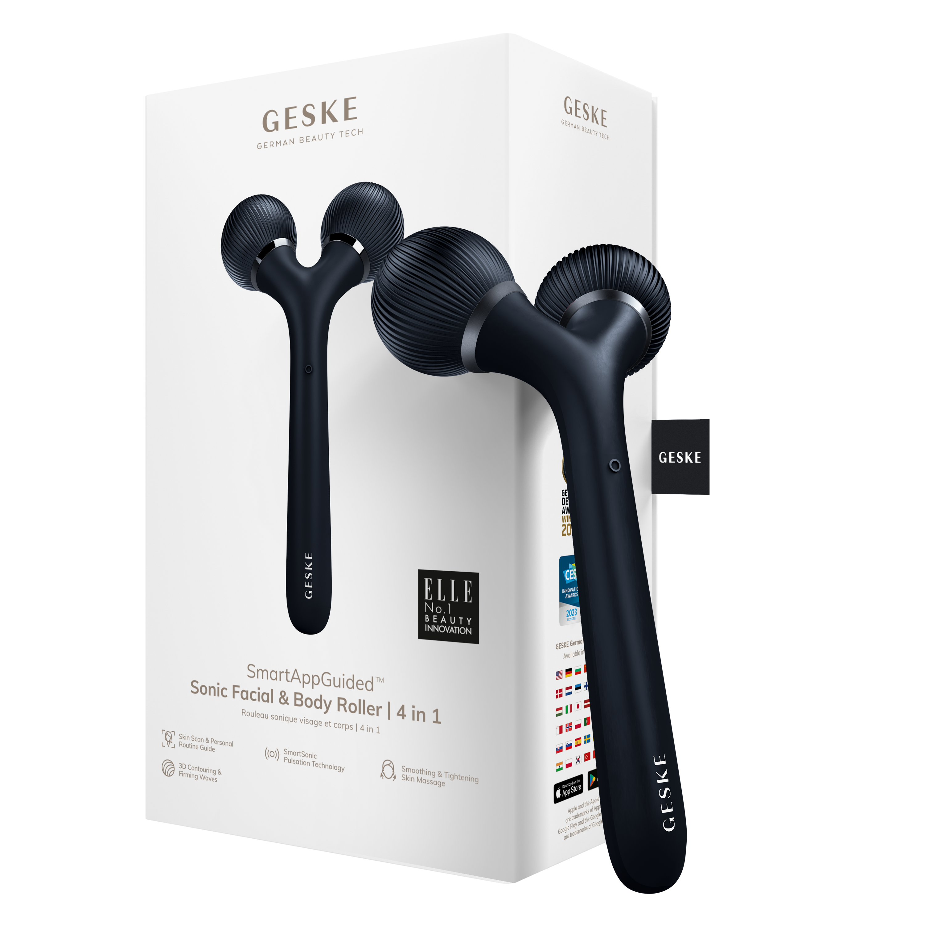 GESKE 4 合1智能緊緻面部及身體滾輪 (黑色)