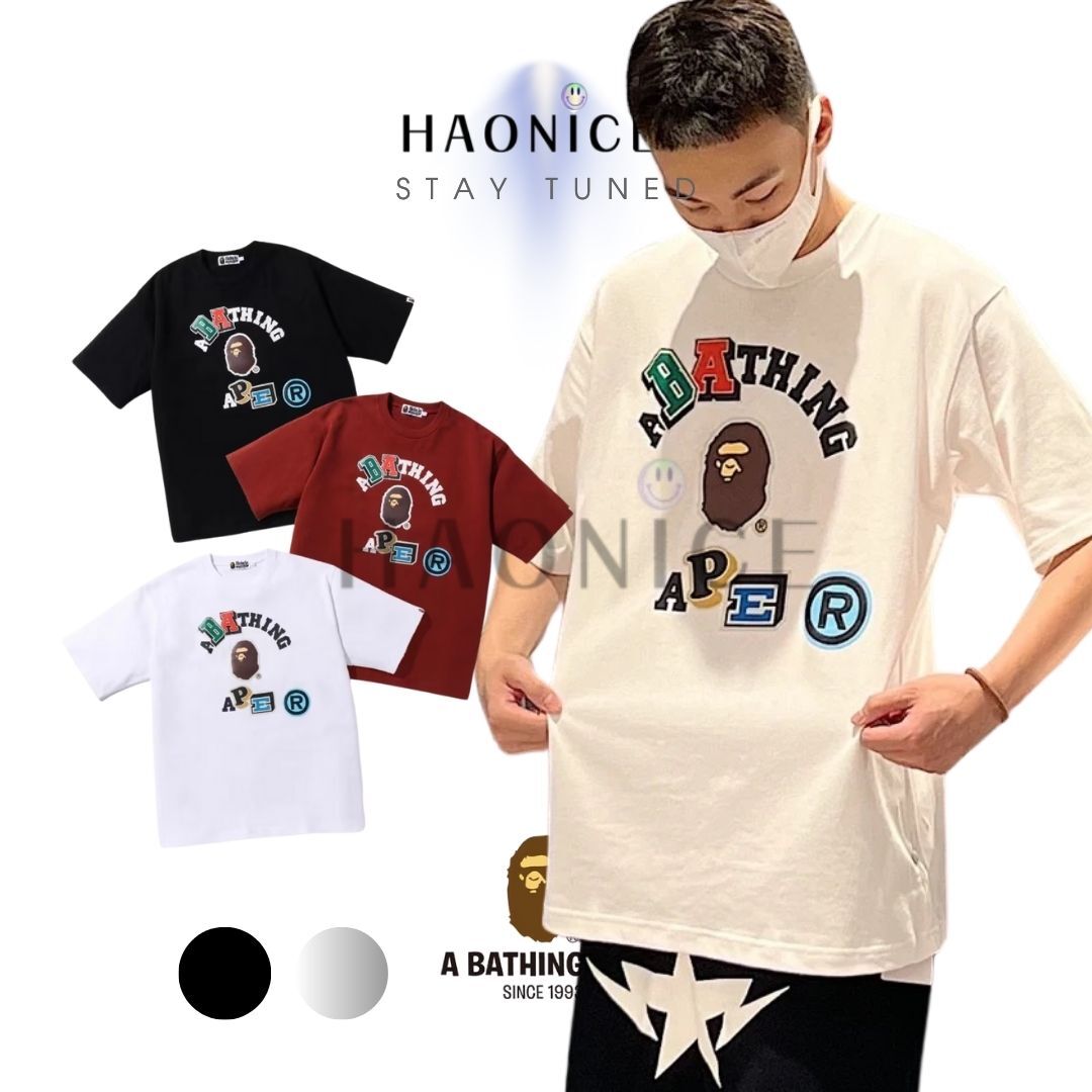 【HAO NICE 】香港經銷商🇭🇰100%日本🇯🇵正品 日本潮流 BAPE 彩色字母 經典猿人頭 簡約百搭短T XX322
