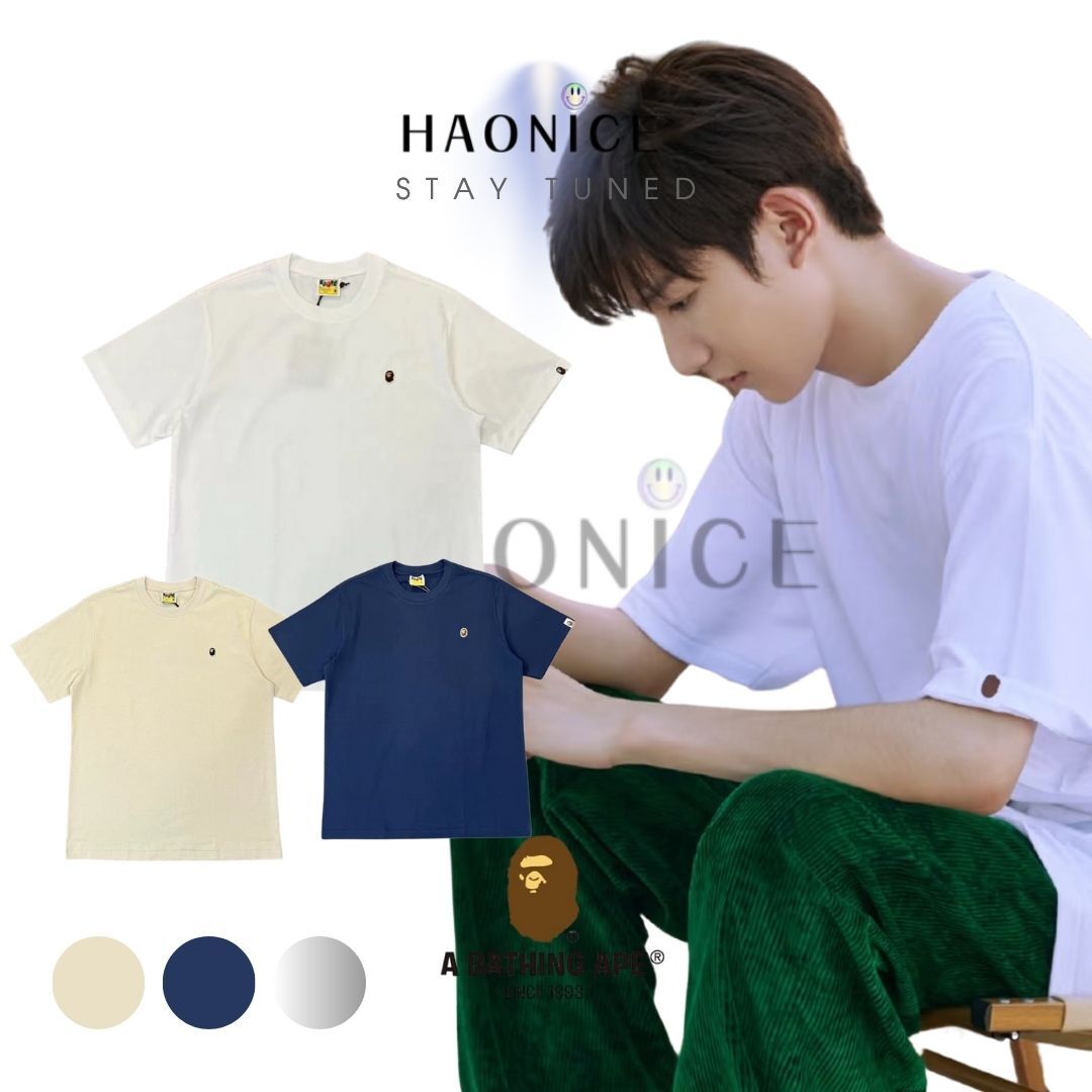 【HAO NICE 】香港經銷商🇭🇰100%日本🇯🇵正品 日本潮流 BAPE經典刺繡 小猿人頭徽章LOGO 素色百搭款 (XX009)