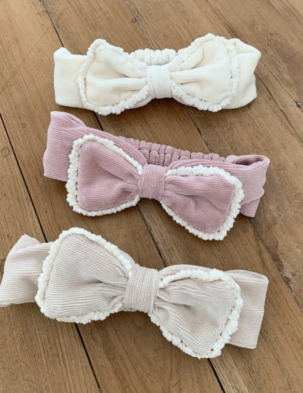 燈芯絨立體蝴蝶結髮帶（3色）