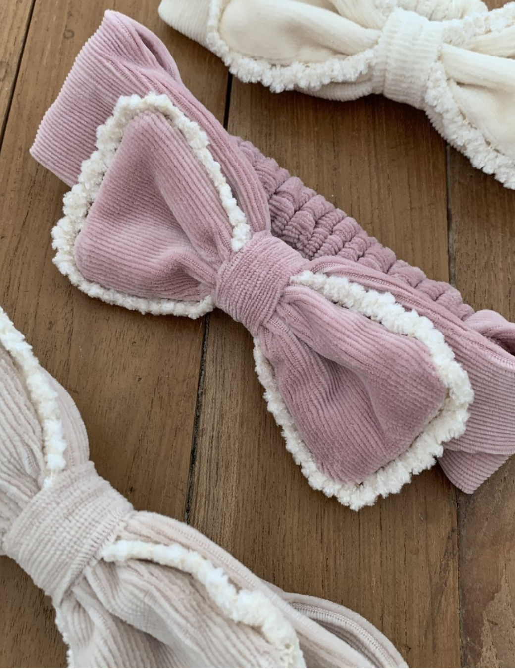 燈芯絨立體蝴蝶結髮帶（3色）