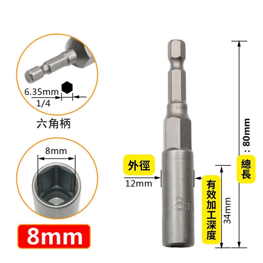附發票｜D55SL、D80SL｜5.5mm/8mm 加深套筒六角套筒 套筒 內六角套筒 深孔套筒