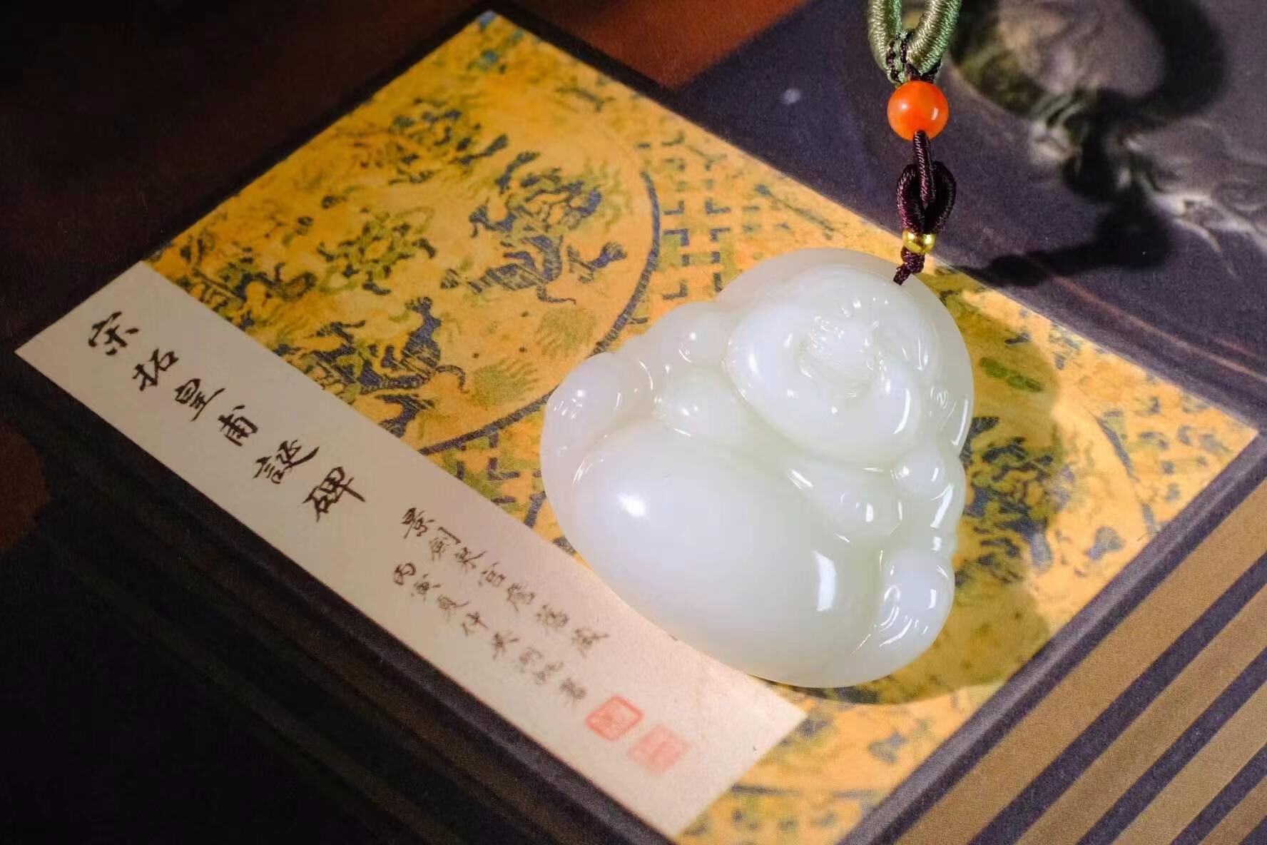 424712 和田白玉彌勒佛掛件