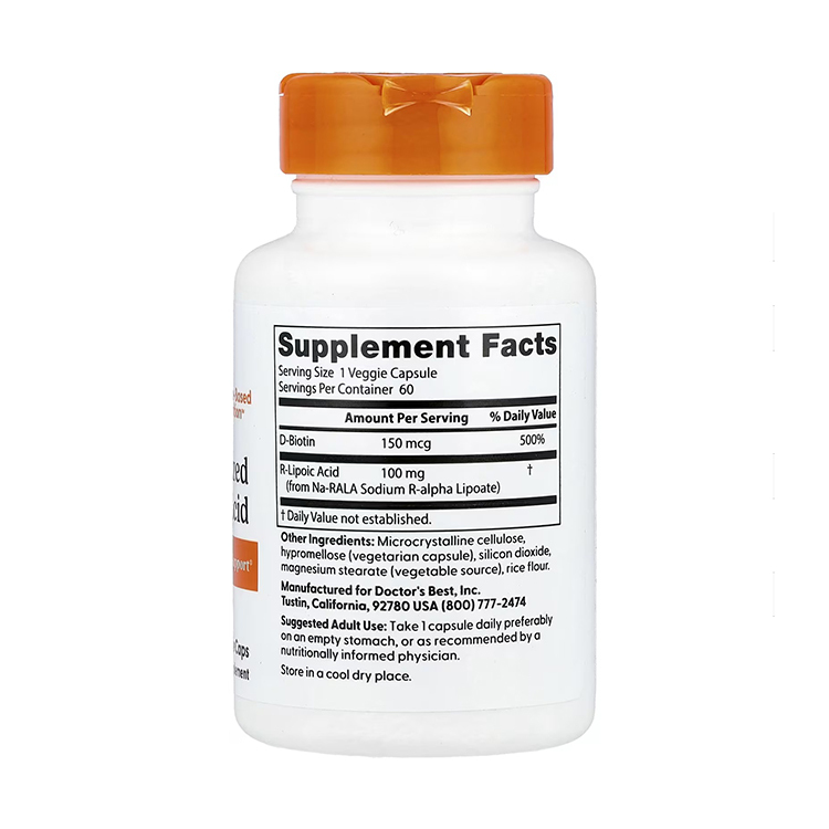 Doctor's Best, Best Stabilized R-Lipoic Acid, 100 mg, 60 Veggie Caps