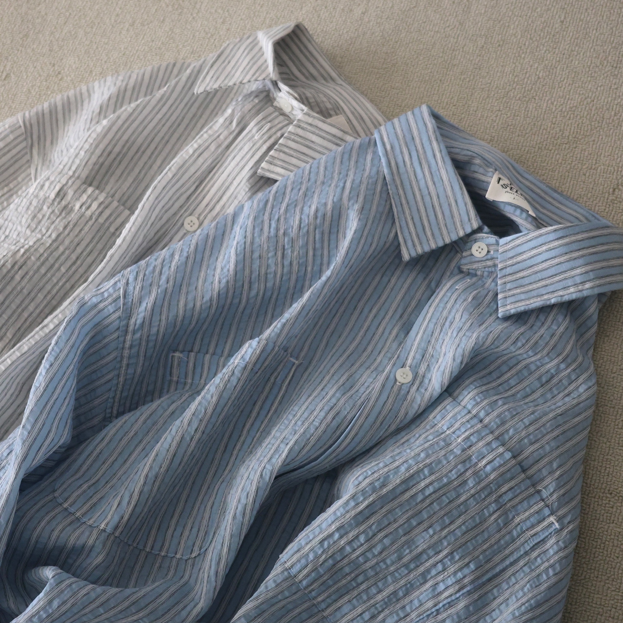 （現貨）LT002 韓系 直條紋 雙口袋 長袖襯衫