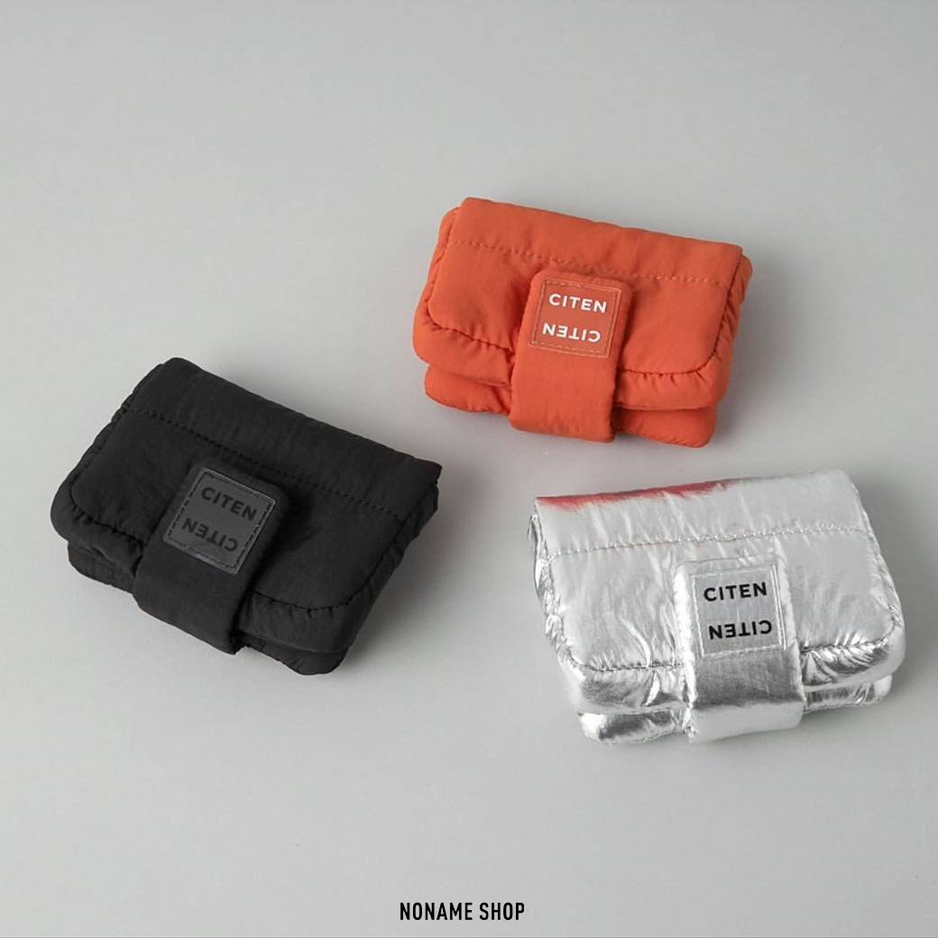 CITEN 日本限定 LOGO 迷你 澎澎 附鏡子 化妝包 五色