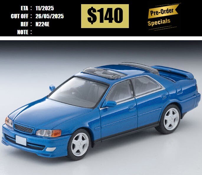 PO-$140 * TOMYTEC * 1:64 LV-N224e 1998 Toyota Chaser 2.5 Tourer V (Blue ) [OD12/05]
