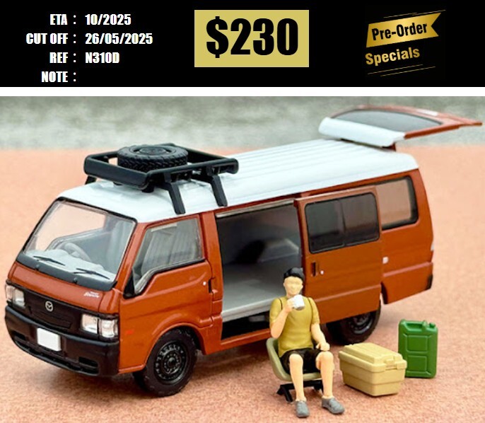 PO-$230 * TOMYTEC * 1:64 LV-N310d Mazda Bongo Brawny "CUSTOM" (Brown) with Figures [OD12/05]