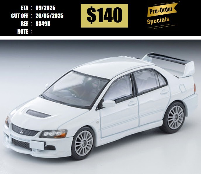 PO-$140 * TOMYTEC * 1:64 LV-N349b 2006 Mitsubishi Lancer GSR Evolution IX MR (White) [OD12/05]