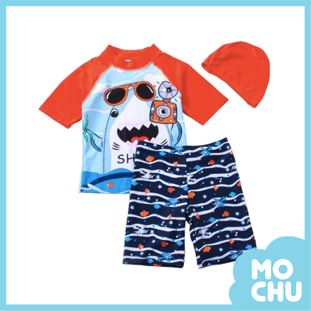 鯊魚攝影師短袖兩件式泳裝