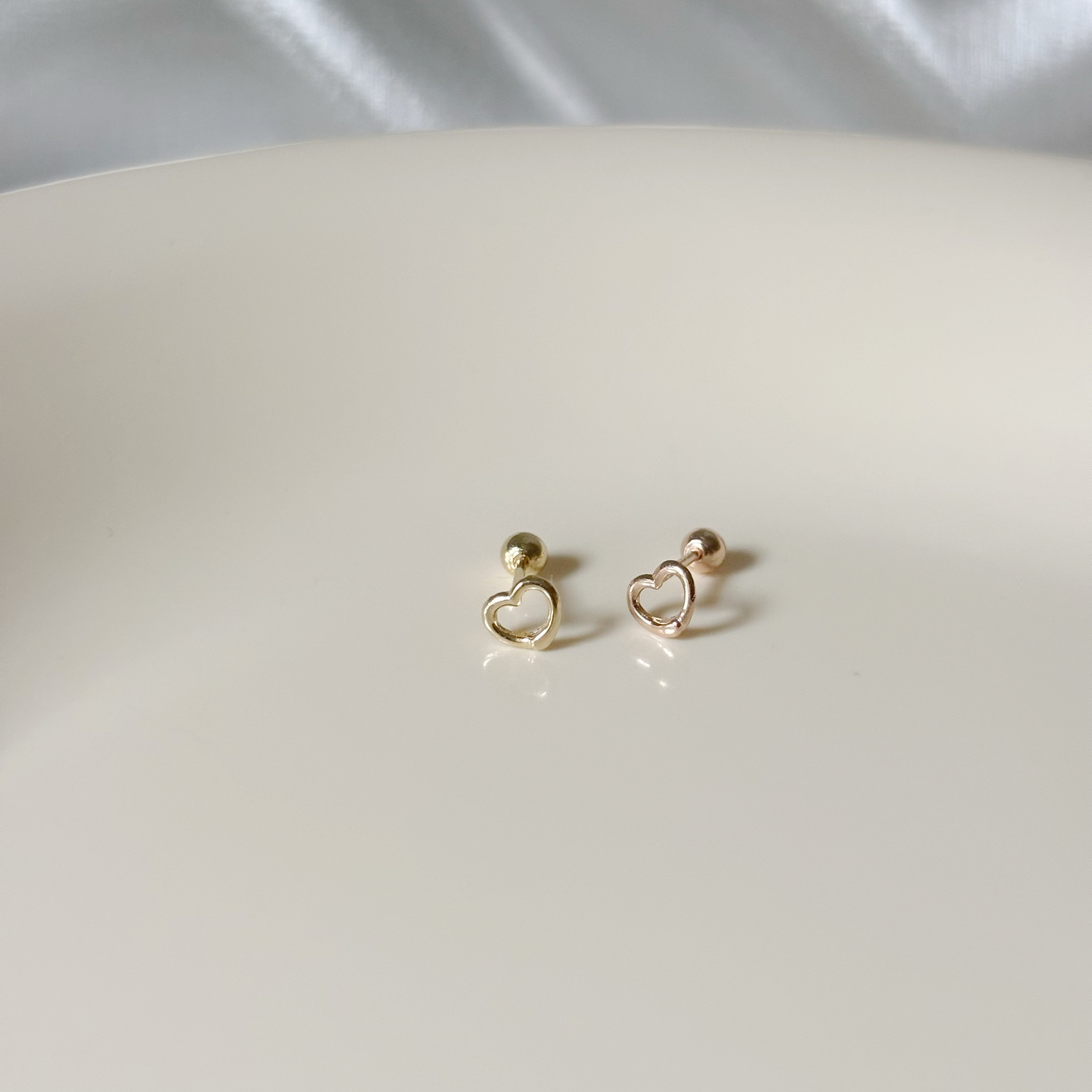 14K手繪愛心轉珠耳環