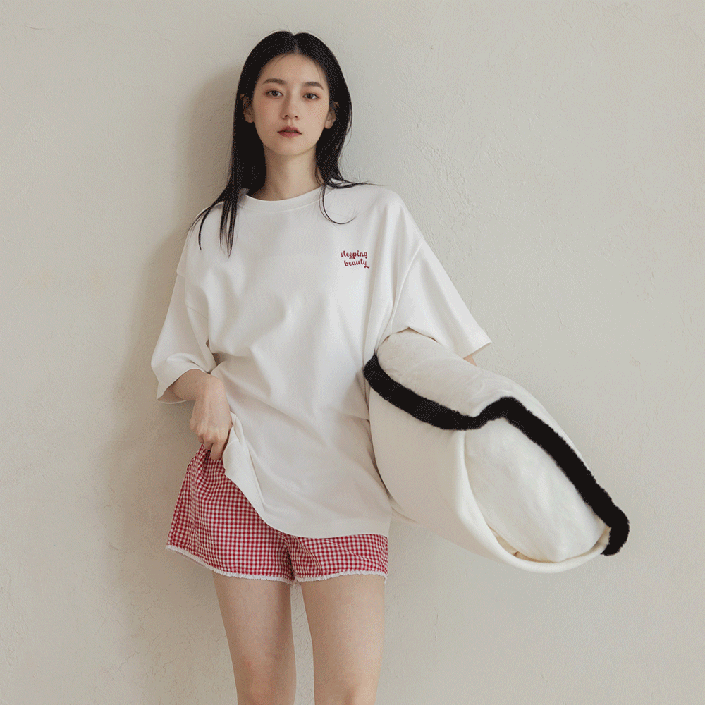 sleeping beauty純棉睡衣套裝-紅白格