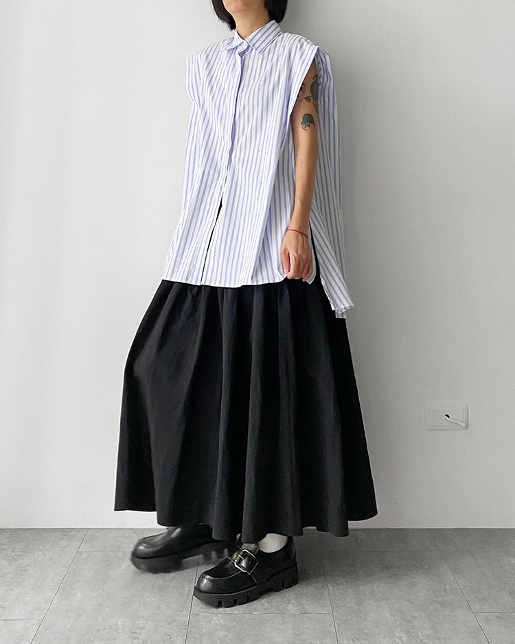 MKT-2545 條紋背心襯衫 ᴀ