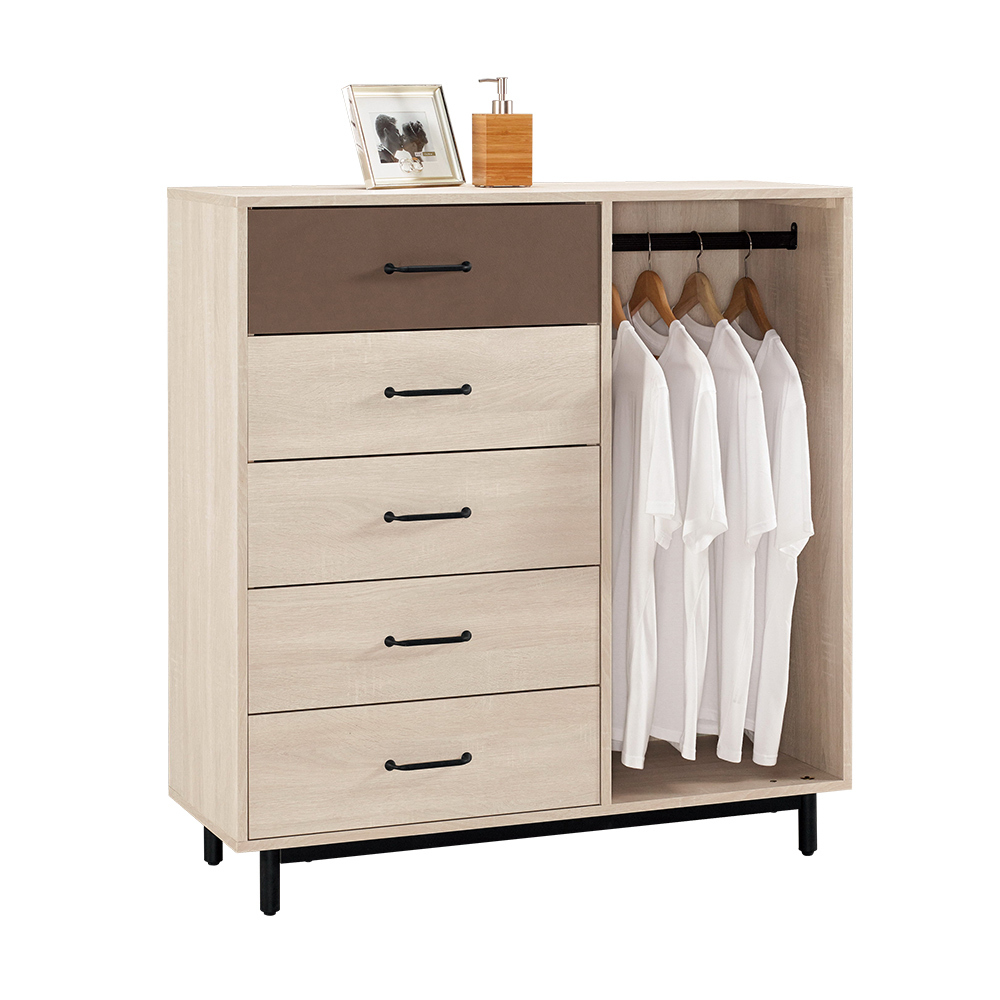 比恩3.6尺五斗櫃/右開放式五抽收納櫃/置物櫃(單吊桿)