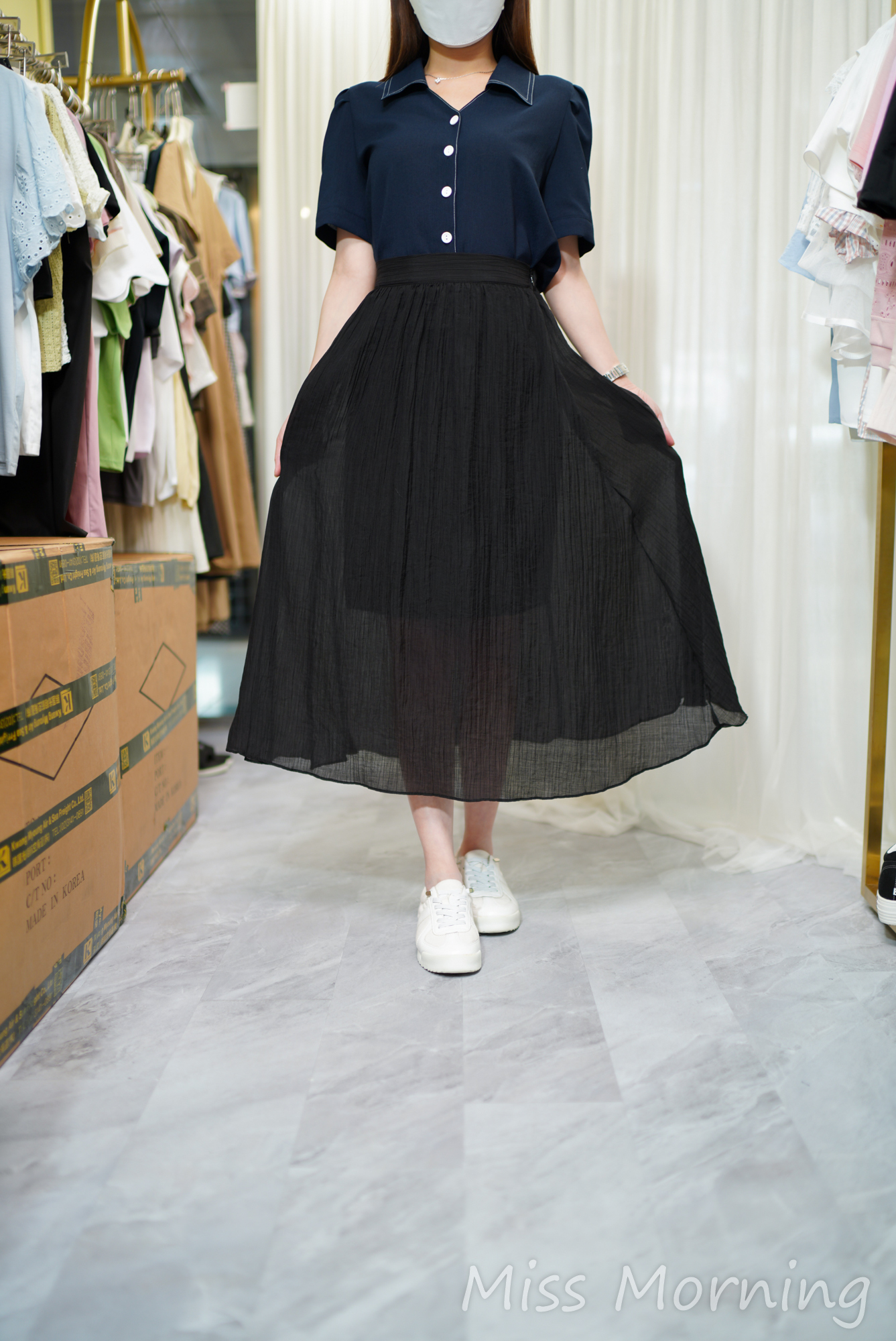 抗皺力強明線顯瘦簡潔上衣(14584)&有內里顯瘦免燙麻裙(33949)