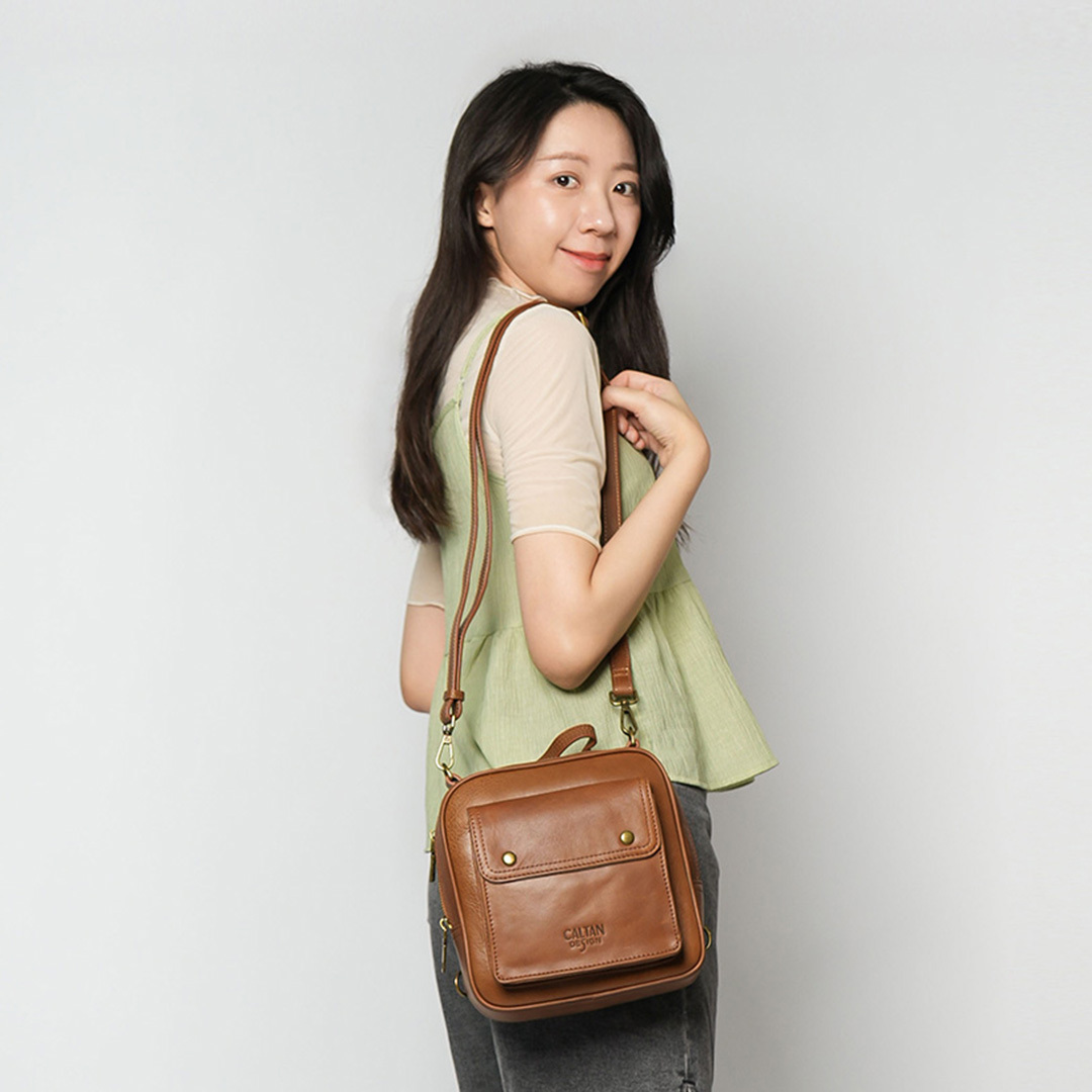 真皮都會時尚風吐司包手提/側背/後背包-兩色(234005)