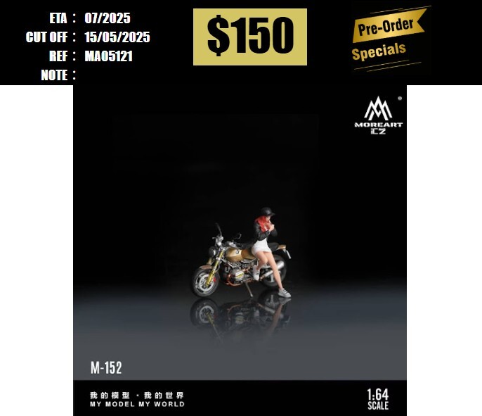 PO-$150 * MOREART * 1:64 FIGURE - BMW R NINET MOTORCYCLE DOLL COFFEE (MO222152) [OD12/05]